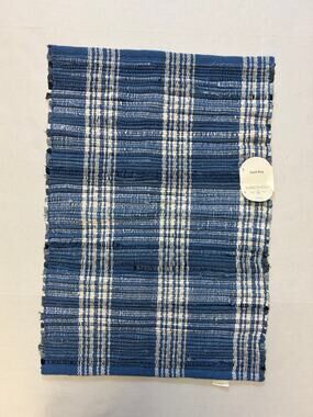 Threshold Blue Denim Plaid Bath Rug 20 x 30 Woven Accent Rug NEW